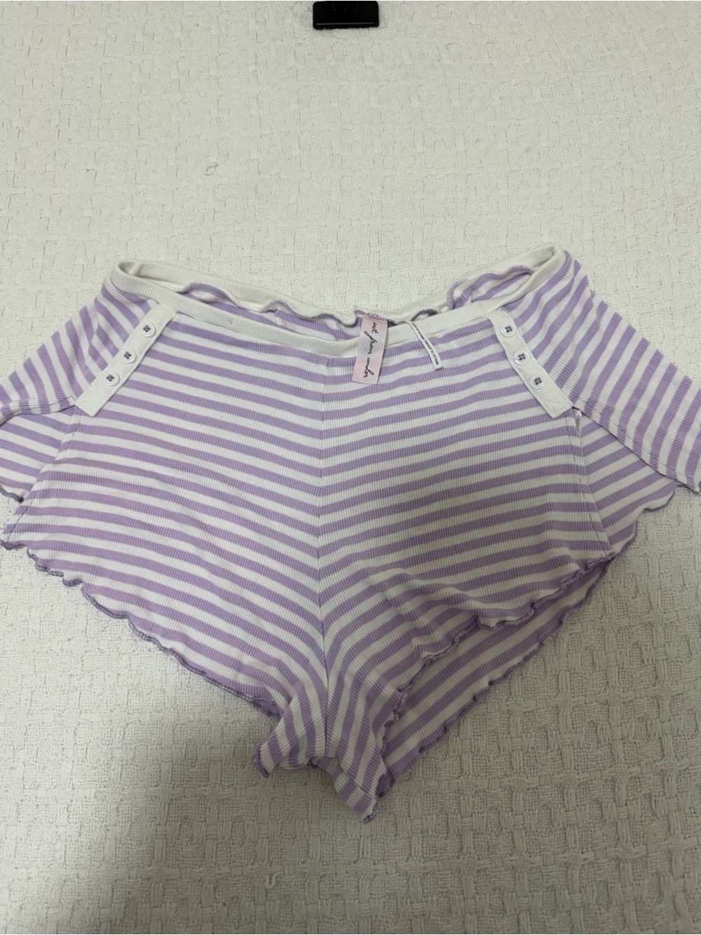Striped Lavender Short Sleep Shorts - Unbranded